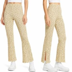 Lisa Says Gah NEW Josie Ribbed Knit Green Space Dye Flare Pants SZ XS Indie Y2K